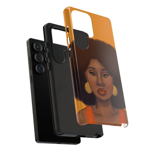 Tangerine Afro Woman Tough Android Phone Case 
