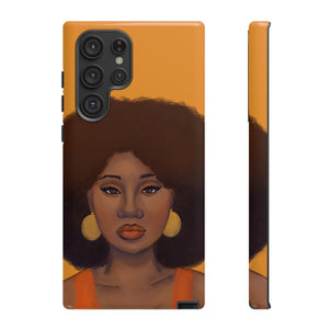 Tangerine Afro Woman Tough Android Phone Case Samsung Galaxy S22 Ultra Glossy 