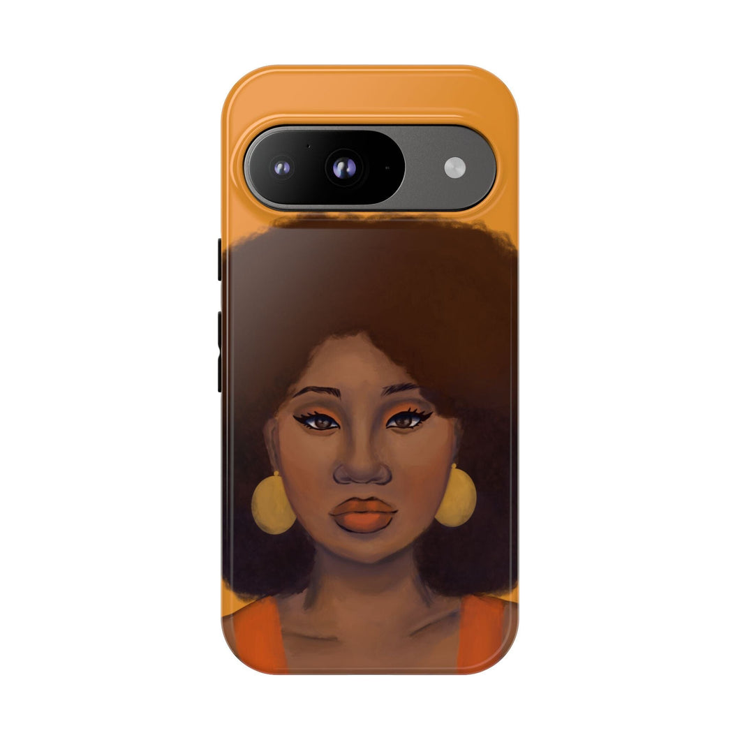 Tangerine Afro Woman Tough Android Phone Case Google Pixel 9 Glossy 