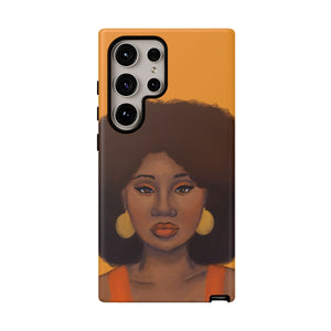 Tangerine Afro Woman Tough Android Phone Case Samsung Galaxy S24 Ultra Matte 