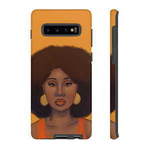 Tangerine Afro Woman Tough Android Phone Case Samsung Galaxy S10 Plus Glossy 