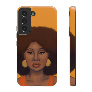 Tangerine Afro Woman Tough Android Phone Case Samsung Galaxy S22 Glossy 