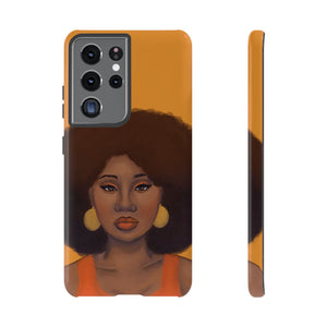 Tangerine Afro Woman Tough Android Phone Case Samsung Galaxy S21 Ultra Glossy 