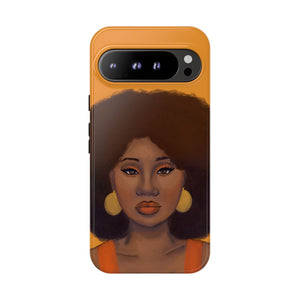 Tangerine Afro Woman Tough Android Phone Case Google Pixel 9 Pro XL Glossy 