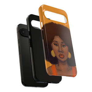 Tangerine Afro Woman Tough Android Phone Case 