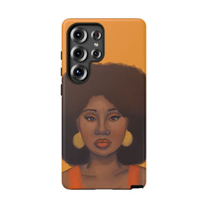 Tangerine Afro Woman Tough Android Phone Case Samsung Galaxy S25 Ultra Matte 