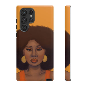 Tangerine Afro Woman Tough Android Phone Case Samsung Galaxy S22 Ultra Matte 