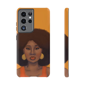 Tangerine Afro Woman Tough Android Phone Case Samsung Galaxy S21 Ultra Matte 