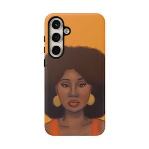 Tangerine Afro Woman Tough Android Phone Case Samsung Galaxy S24 Plus Matte 