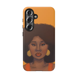 Tangerine Afro Woman Tough Android Phone Case Samsung Galaxy S25 Matte 