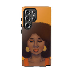 Tangerine Afro Woman Tough Android Phone Case Samsung Galaxy S25 Ultra Glossy 
