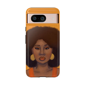 Tangerine Afro Woman Tough Android Phone Case Google Pixel 8 Glossy 