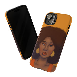 Tangerine Afro Woman Tough iPhone Case 