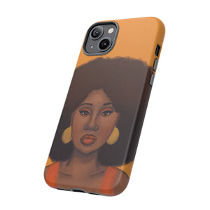 Tangerine Afro Woman Tough iPhone Case 