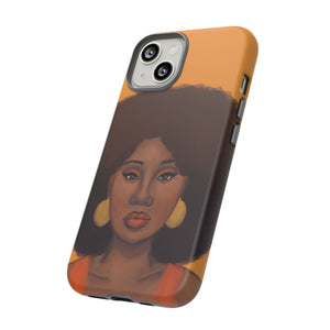 Tangerine Afro Woman Tough iPhone Case 