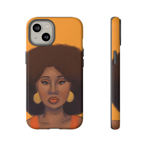 Tangerine Afro Woman Tough iPhone Case iPhone 14 Matte 