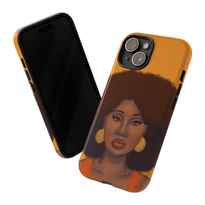 Tangerine Afro Woman Tough iPhone Case 