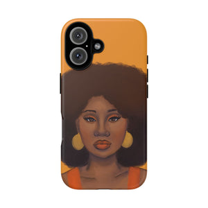 Tangerine Afro Woman Tough iPhone Case 