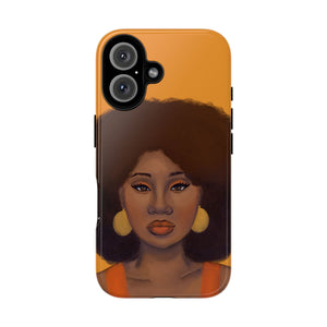 Tangerine Afro Woman Tough iPhone Case 