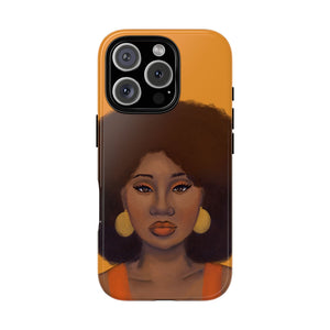 Tangerine Afro Woman Tough iPhone Case 