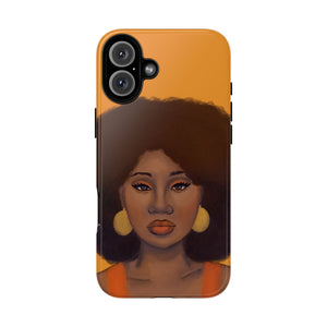 Tangerine Afro Woman Tough iPhone Case 