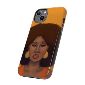 Tangerine Afro Woman Tough iPhone Case 