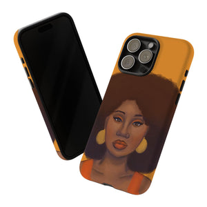 Tangerine Afro Woman Tough iPhone Case 