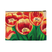 Load image into Gallery viewer, Warm Tulips Accessory Pouch Small Black zipper 
