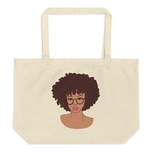 Load image into Gallery viewer, Afro Curly Hair Large Organic Tote Bag Oyster 
