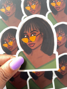 Black Woman Glasses Stickers 