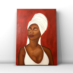 Red African American Woman Acrylic Painting 