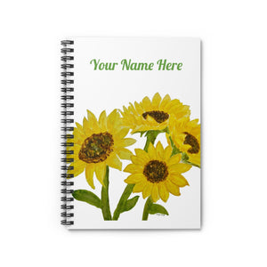 Sunflower Spiral Notebook - Ruled Line with Personalization 