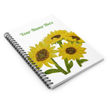 Load image into Gallery viewer, Sunflower Spiral Notebook - Ruled Line with Personalization 
