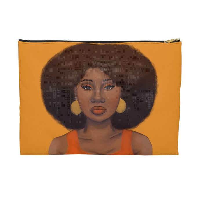 Tangerine Accessory Pouch Large White zipper 
