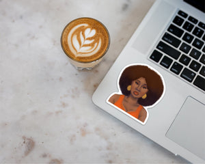 Tangerine Woman Afro Stickers 