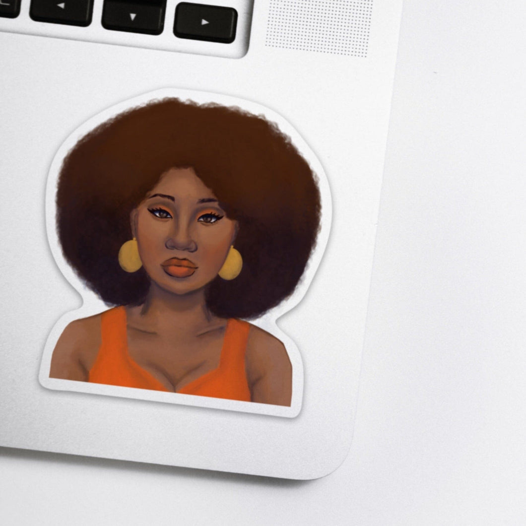 Tangerine Woman Afro Stickers 