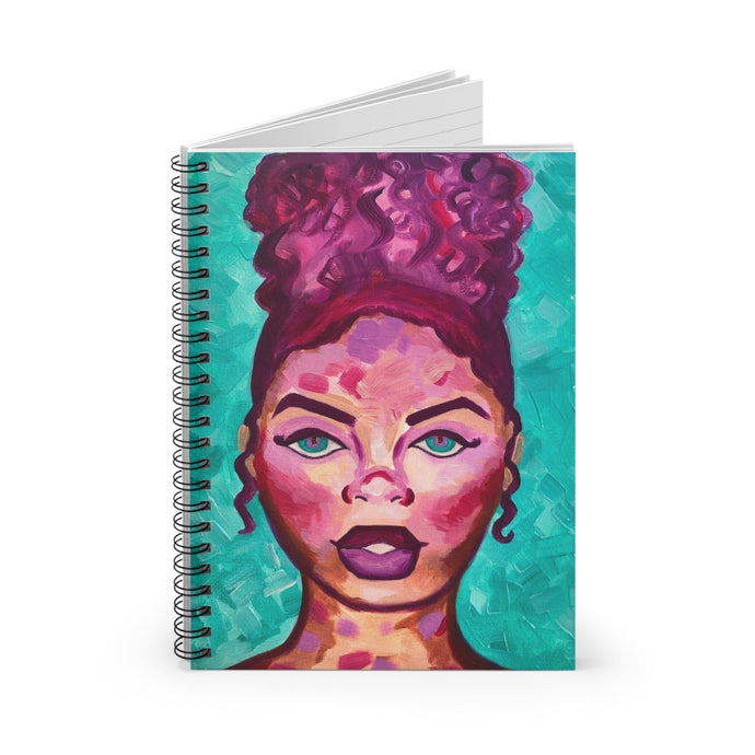 Teal Abstract Woman Spiral Notebook - Ruled Line One Size 