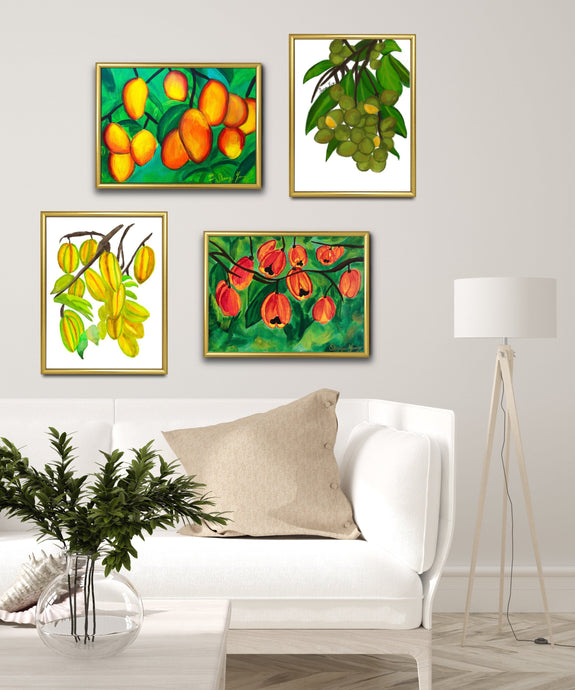 Tropical Fruits Art Print Bundle Set of 4 Prints 