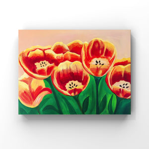 Warm Tulips Acrylic Painting 